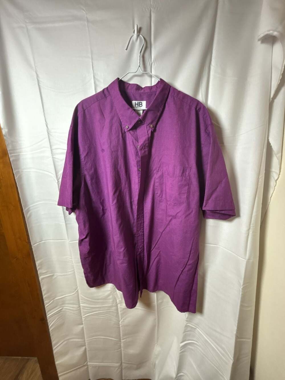 HB Fit By DXL Men's Purple Short Sleeve Button-Down Shirt 2XL